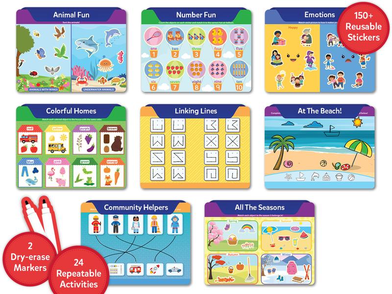 Skillmatics Busy Book for Preschoolers – Preschool Learning Activities, Mess-Free & Pre-Assembled, 150+ Reusable Stickers, Educational Homeschool & Travel Toy, Gift for Toddlers for Ages 3, 4, 5, 6