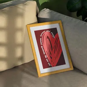 Minimalist Heart Wall Art Print for Valentine, Couple & Lover, Two Red Hearts with Eyes Poster, Modern Love Artwork, Romantic Heart Decor for Living Room Bedroom, Cute Anniversary Valentine’s Gift