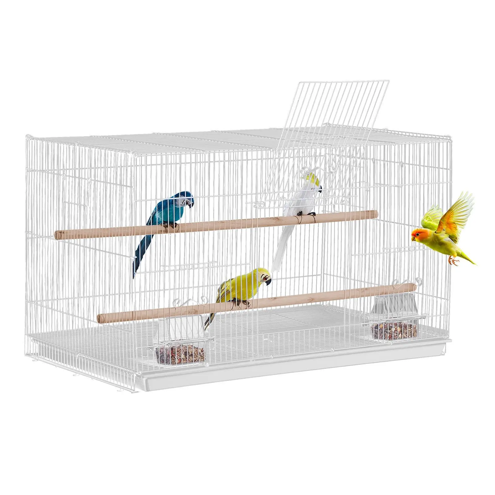 【SummerFinds】VEVOR Bird Cage,  , 18 in, Small Parakeet Cage, Sturdy Metal Bird Flight Cage, Travel Birdcage with 2 Perches & 2 Feeding Cups, Parrot Cage for Canaries Lovebirds Cockatiels Budgie Pet Toy, White
