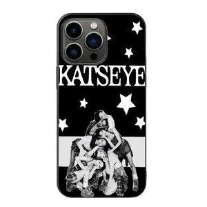 KATSEYE Starry Group Stack iPhone Case Slim Protective Cover with Iconic Black and White Stacked Photo and Starry Background for KATSEYE Fans