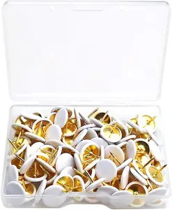 100PCS Push Pins Wall Tacks Plastic round Head Thumbtack for Home, School, Map, Office, Photo Wall, Cork Board (White) TTSAM