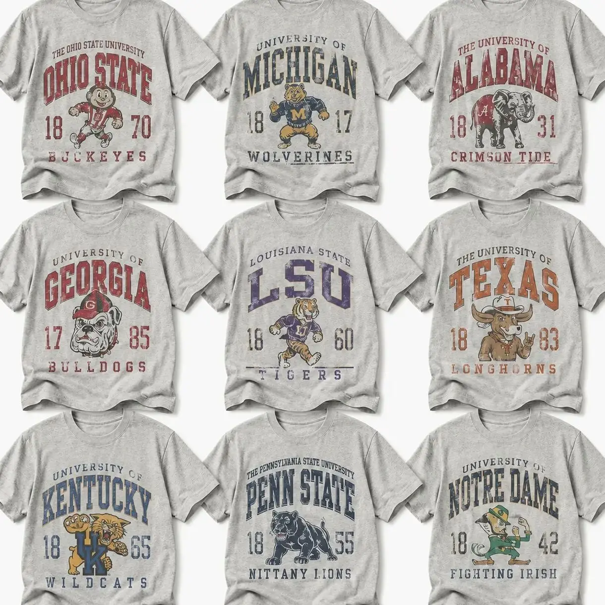 Vintage All Team Football Mascot T-Shirt, Retro College Team Graphic Tee, Distressed Game Day Fan Apparel Gift for Men Women VQF