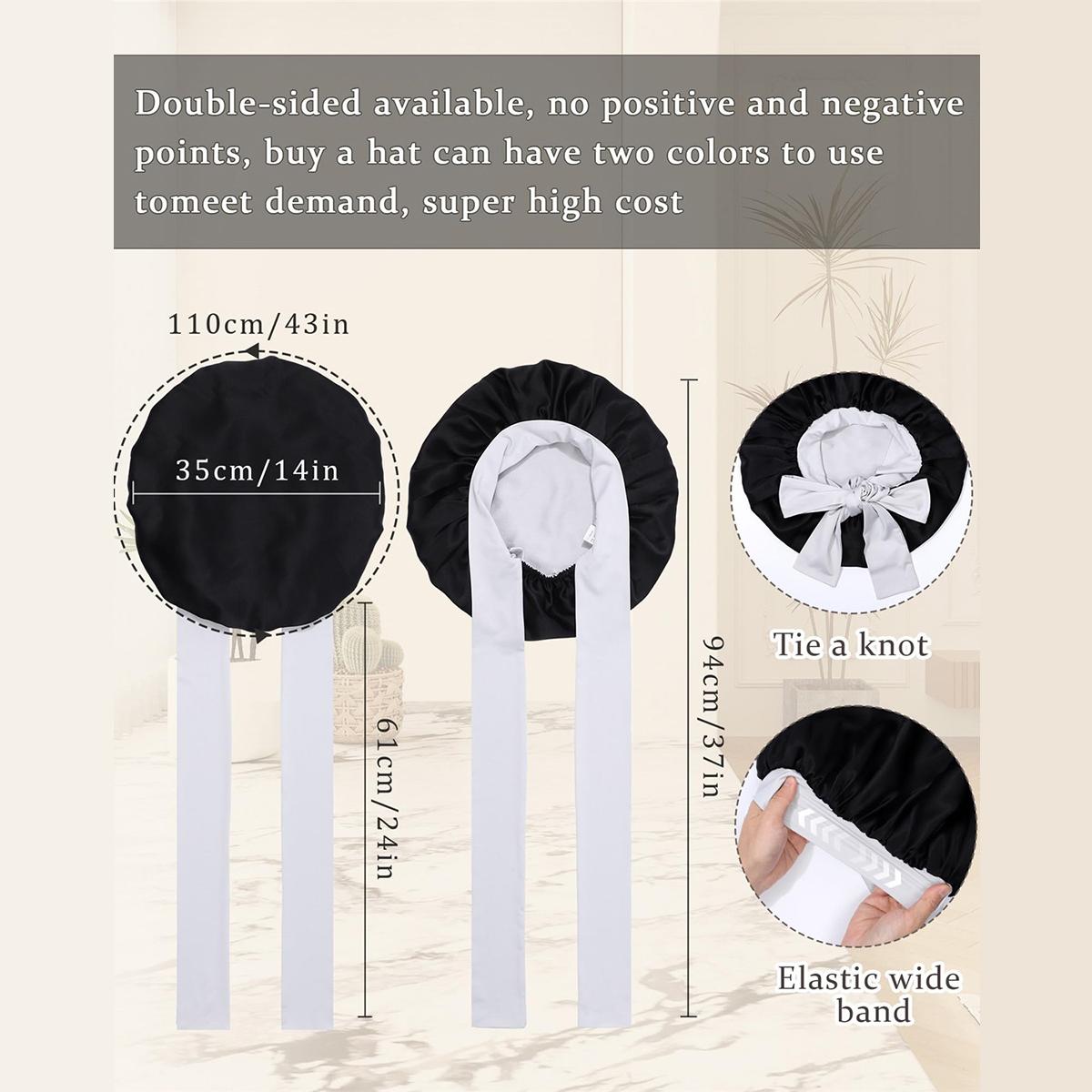 100% Mulberry Silk Bonnets for Sleeping Women Double Layer Hair Bonnet Natural Silk Cap with Elastic Tie Band Reversible Nightcap Gifts for Female