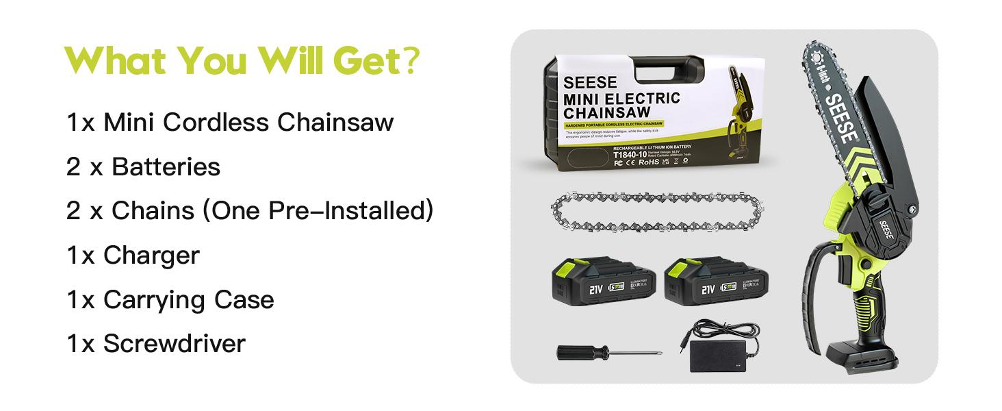 SEESE Brushless Mini Chainsaw with 2000mAh Battery – Portable Cordless Electric Saw for Wood Cutting, Pruning, Gardening, and Camping – Ideal for Seniors and Women,Holiday gifts SEESE Brushless Mini Chainsaw with 2000mAh Battery – Portable Cordless Electric Saw for Wood Cutting, Pruning, Gardening, and Camping – Ideal for Seniors and Women,Holiday gifts