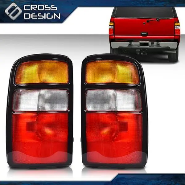 CROSSDESIGN Red Amber Polycarbonate Car Lights Pair Set - 3157 Bulbs Compatible, Plug & Play, Shock-Resistant, UV Protection, with Lenses, Vehicle-Specific Fit for 2000-2006 Chevy Suburban 1500/2500/Tahoe, GMC Yukon/Yukon XL, Automotive Accessories