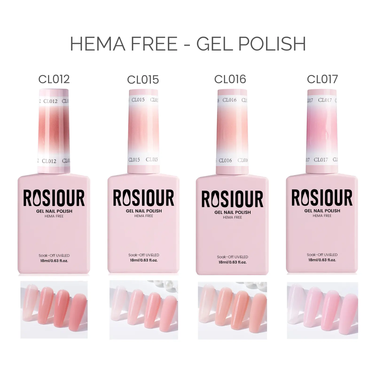 ROSIOUR Jelly Gel Polish | 18ml Each | HEMA-Free | Blushing collection | For French Tips, Nail Art, DIY Manicures, GEL Nails At Home