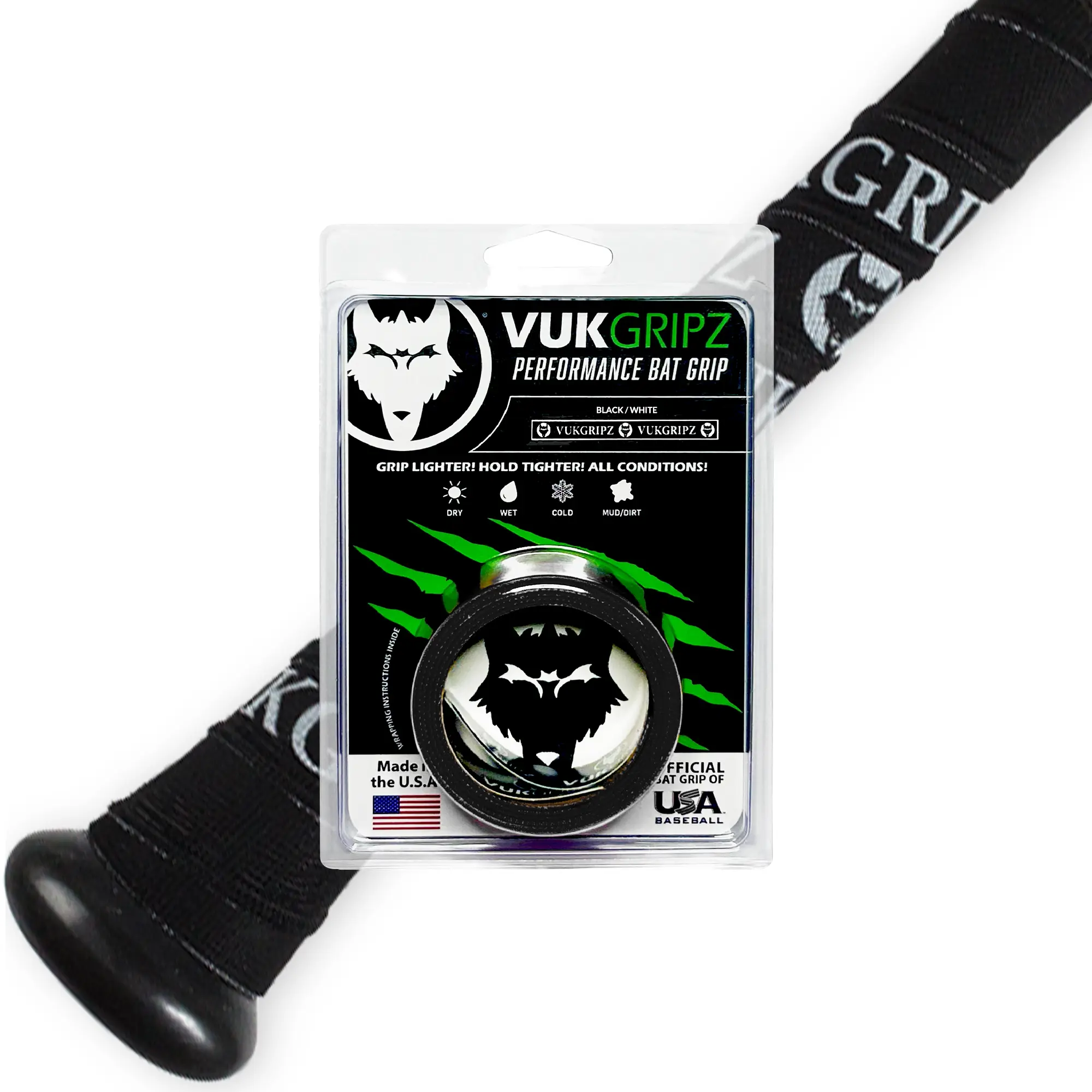 VukGripz Legacy Bat Grip Tape - Grippy (Not Sticky) for Sweat, Rain & Heat | USA Made VukGripz Legacy Bat Grip Tape - Grippy (Not Sticky) for Sweat, Rain & Heat | USA Made