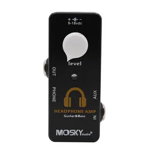MOSKYaudio Guitar Bass Pedal Headphone Amp Mini Practice Amplifier Rushead Max Effect Pedals PHONE/AUX In Level Knob Adjustment