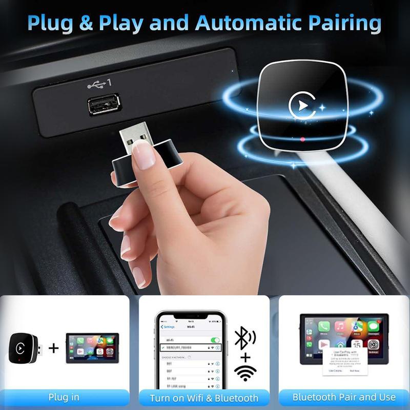 【YURNLV】New 2026 Wireless CarPlay Adapter, iPhone/Android Friendly, No Delay Connection & Hands-Free Calls