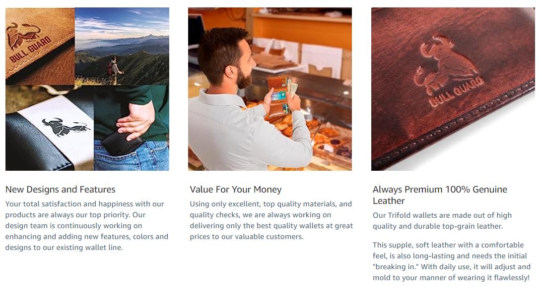 BULL GUARD Best Leather Men's RFID Trifold Wallet With ID Great Outdoor Wallet BULL GUARD Best Leather Men's RFID Trifold Wallet With ID Great Outdoor Wallet