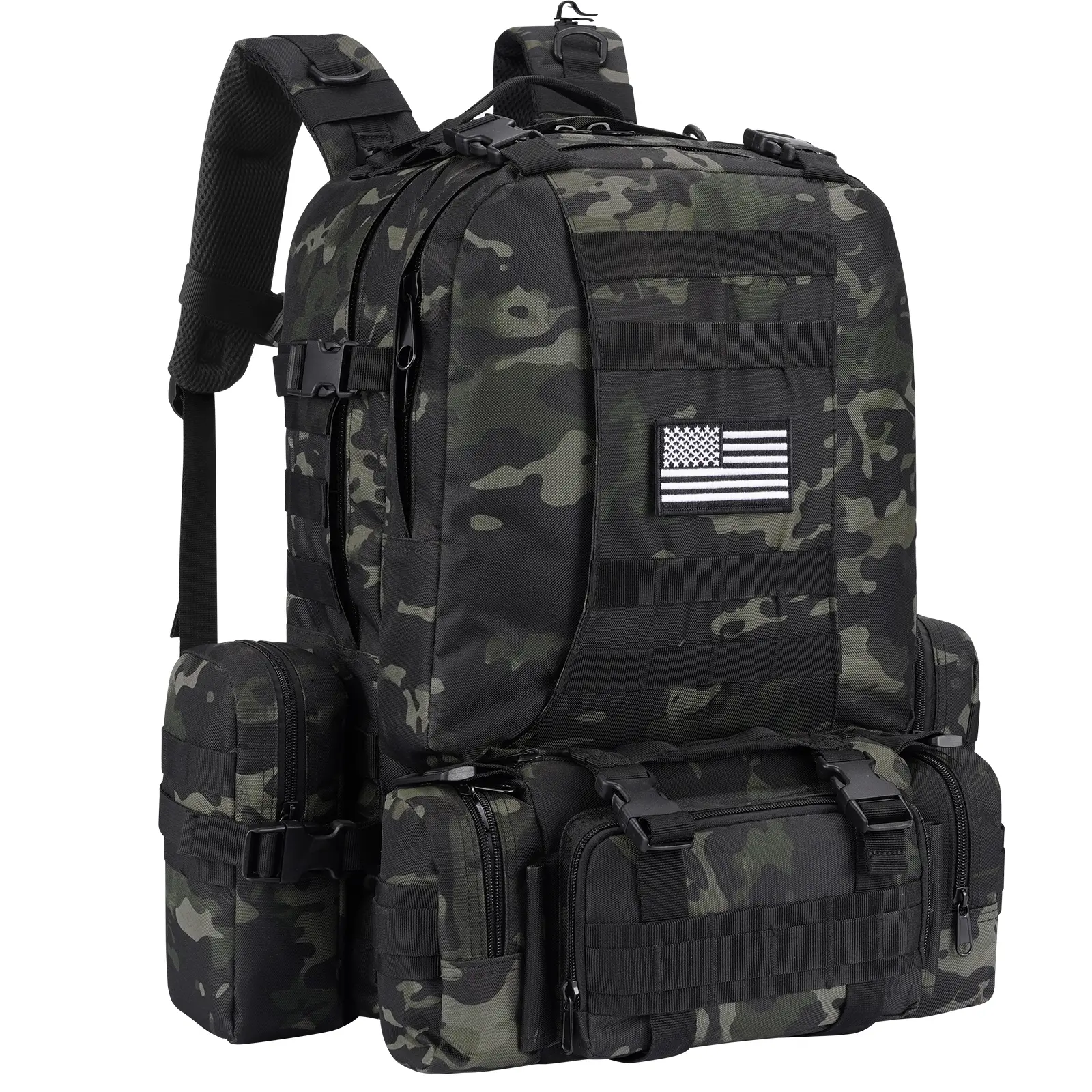 【Holiday Haul Deal】Tactical Backpack Rucksack 60L Large Dayly Pack Detachable Molle Bag High-Density 600D Polyester Water-Resistant Heavy-Duty Durability