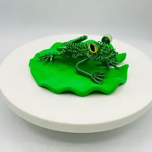 Handmade Wire Frog Sculpture – Anodized Aluminum Wire Art – Frog Figurine