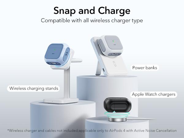 ESR for AirPods 4 Case, Airpods Pro Case 2nd/1st Gen (2023/2022/2019) Case (HaloLock), Compatible with MagSafe, Full Drop Protection Cover with Lanyard, Magnetic Lid Lock, Orbit Hybrid Series