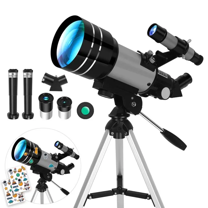 70mm Aperture Telescope for Kids & Beginners, 300mm Portable Refractor Telescope for Moon Viewing & Stargazing, Gift for Kids & Family Telescopic