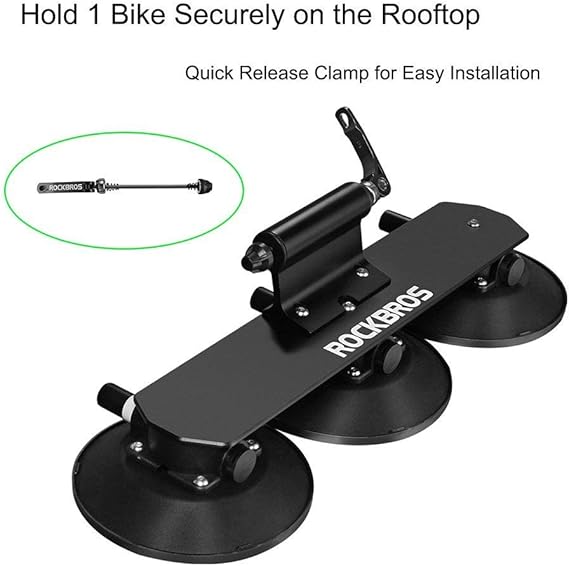 ROCKBROS Suction Cup Bike Rack for Car Roof Top Sucker Bike Rack Quick Release Aluminium Alloy Bike Carrier with Sucker for Bikes