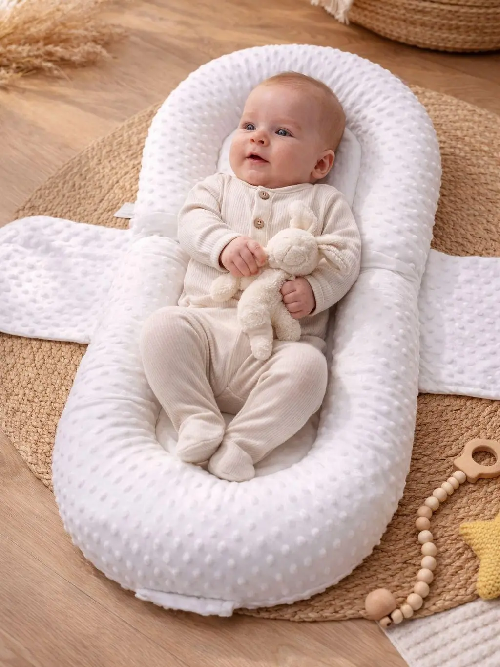 Soft & Cozy Baby Lounger – Portable Cushioned Lounging, Tummy Time & Play Mat for Supervised Awake Time