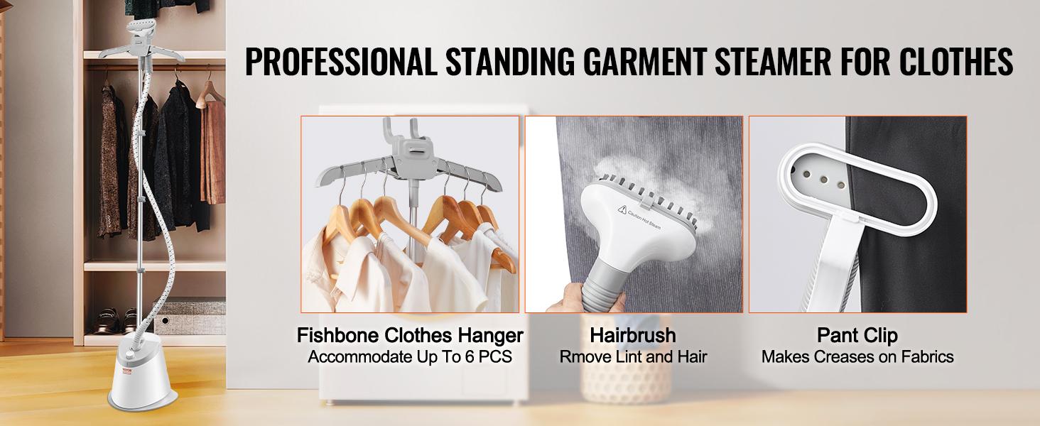 VEVOR Standing Steamer with Foldable Garment Hanger, TikTokShopBlackFriday, 0.5Gallon Water Tank for 90 Minutes Continuous Steaming, Heats in 45 Seconds & Auto-Stop with Fabric Brush Aluminum Rod and Easy-roll Wheels VEVOR Standing Steamer with Foldable Garment Hanger, TikTokShopBlackFriday, 0.5Gallon Water Tank for 90 Minutes Continuous Steaming, Heats in 45 Seconds & Auto-Stop with Fabric Brush Aluminum Rod and Easy-roll Wheels
