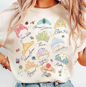 Watercolor Coquette Magic Kingdom Princess Crowns T-Shirt, Magic Kingdom Tee Girl Trip 2026