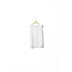 Padded Shoulder White Satin Tank Top
