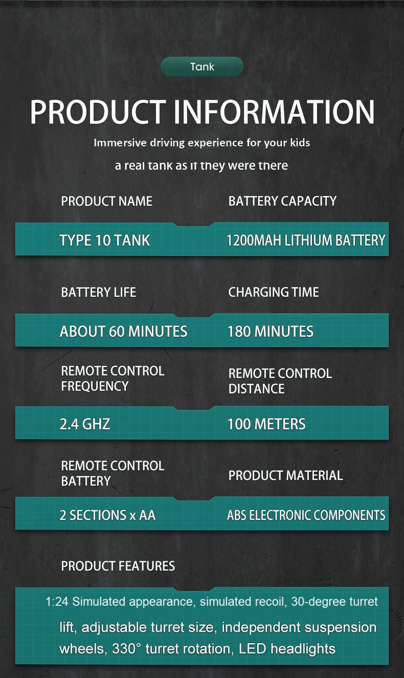 TongLi   1/24 Scale Remote Control Tank Remote Control Tank Toy Tank Realistic Sound and Light Effects Remote Control Toy Tank Rotatable Turret Japanese Tank Simulation Model Toy Comes with Rechargeable Battery Toy Gifts Christmasgift New Year gift