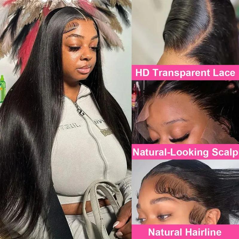 Bone Straight 13x6 HD Transparent Lace Front wigs Human Hair Wig For Brazilian Straight Hair 13x4 Lace Frontal Wig