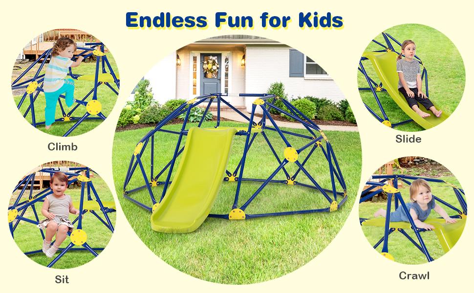 Costzon Kids Playground Climber, 2 in 1 Indoor Geometric Dome Climber Set, Metal Jungle Gym Monkey Bar Climbing Toys Father's Day Gift Costzon Kids Playground Climber, 2 in 1 Indoor Geometric Dome Climber Set, Metal Jungle Gym Monkey Bar Climbing Toys Father's Day Gift