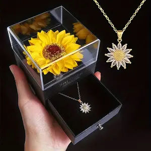 Sunflower necklace gift box, you are my sunshine, necklace with gift box, gift for ladies, birthday, wedding, Mother's Day, Christmas gift