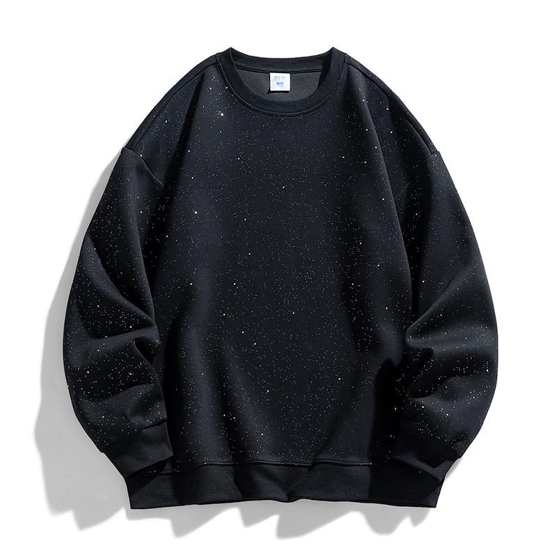 Casual Crew Neck Sweatshirt with Sparkling Star Design, Long Sleeve, All-Season Comfort, Casual Wear, Casual Attire, Everyday Style, Trendy Sweater