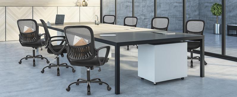 Sweet Furniture F Office Chair, Mid Back Computer Ergonomic Mesh Desk with Larger Seat, Executive Height Adjustable Swivel Task with Lumbar Support and Armrests for Women Adults