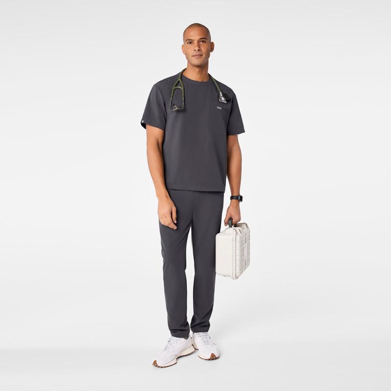 men's Charcoal Easton Relaxed - Crewneck Scrub Top