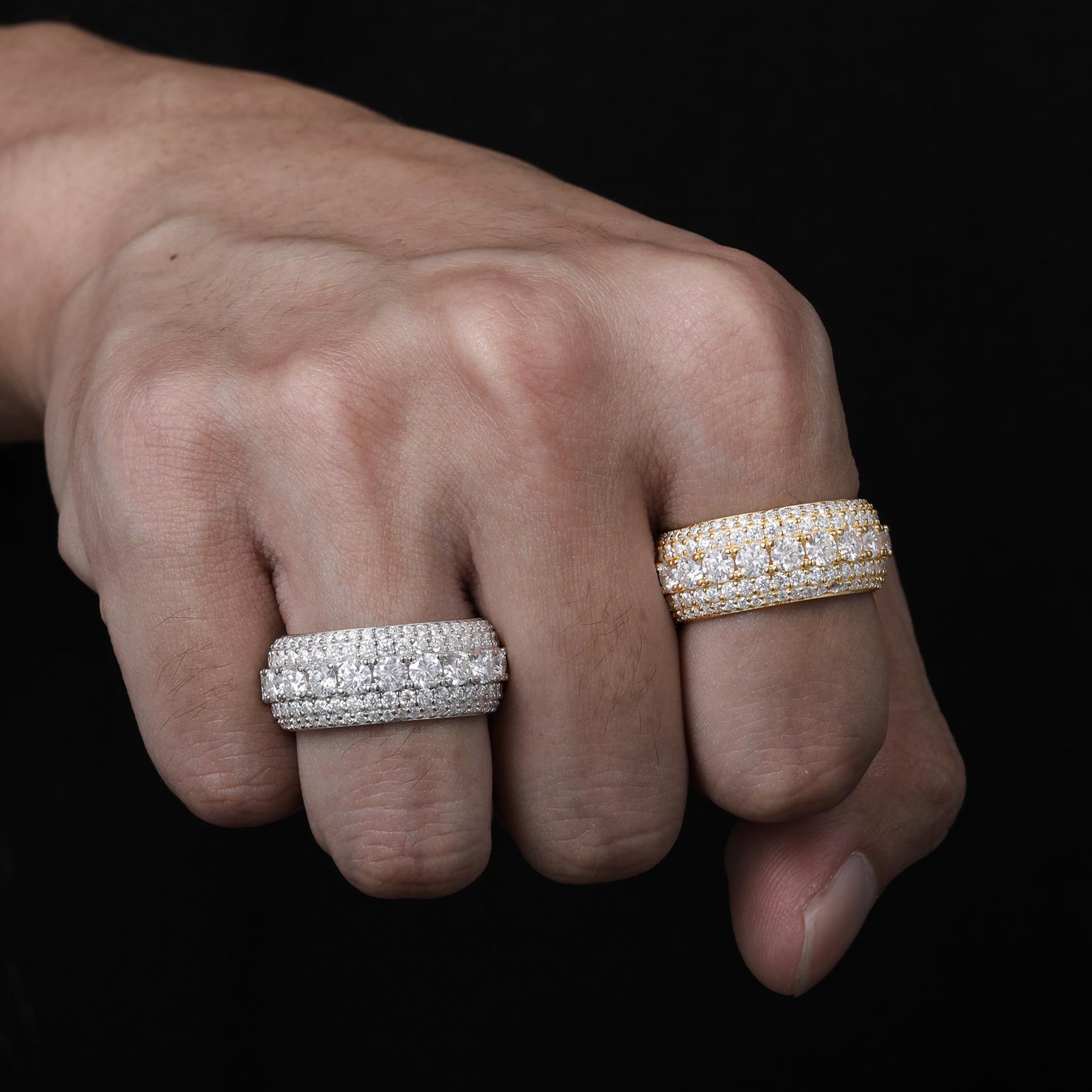 【#R60 】UCCIYO Lab-Created Moissanite Rings For Men Hip Hop Pave Setting S925 Sterling Silver Rings Hip Hop Jewelry FallFreshness