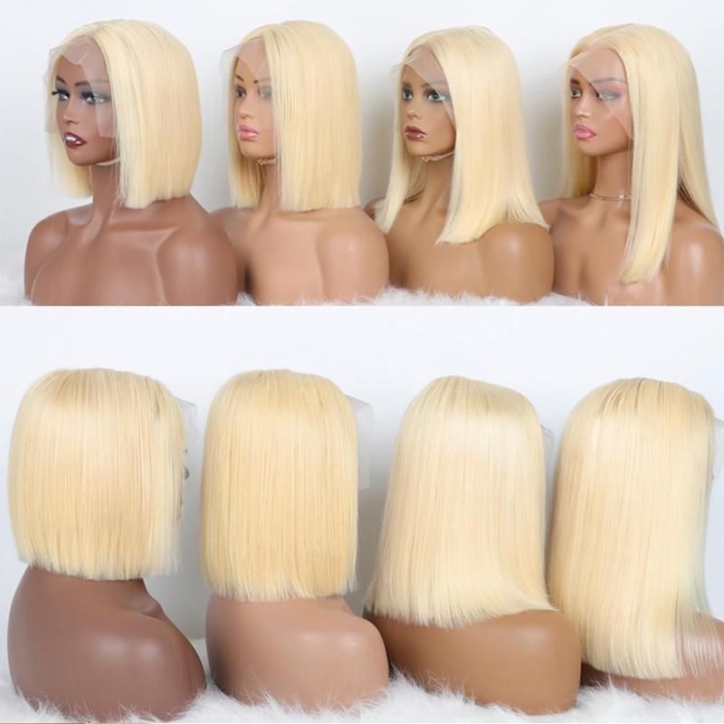 GK 12 Inch 613 Blonde Bob Wig Human Hair 180 Density Straight Lace Front Wigs Human Hair Pre Plucked 613 Lace Front Wig Human Hair Short Blonde Wig 13x4 HD Lace Frontal Short Bob Wigs for Black Women