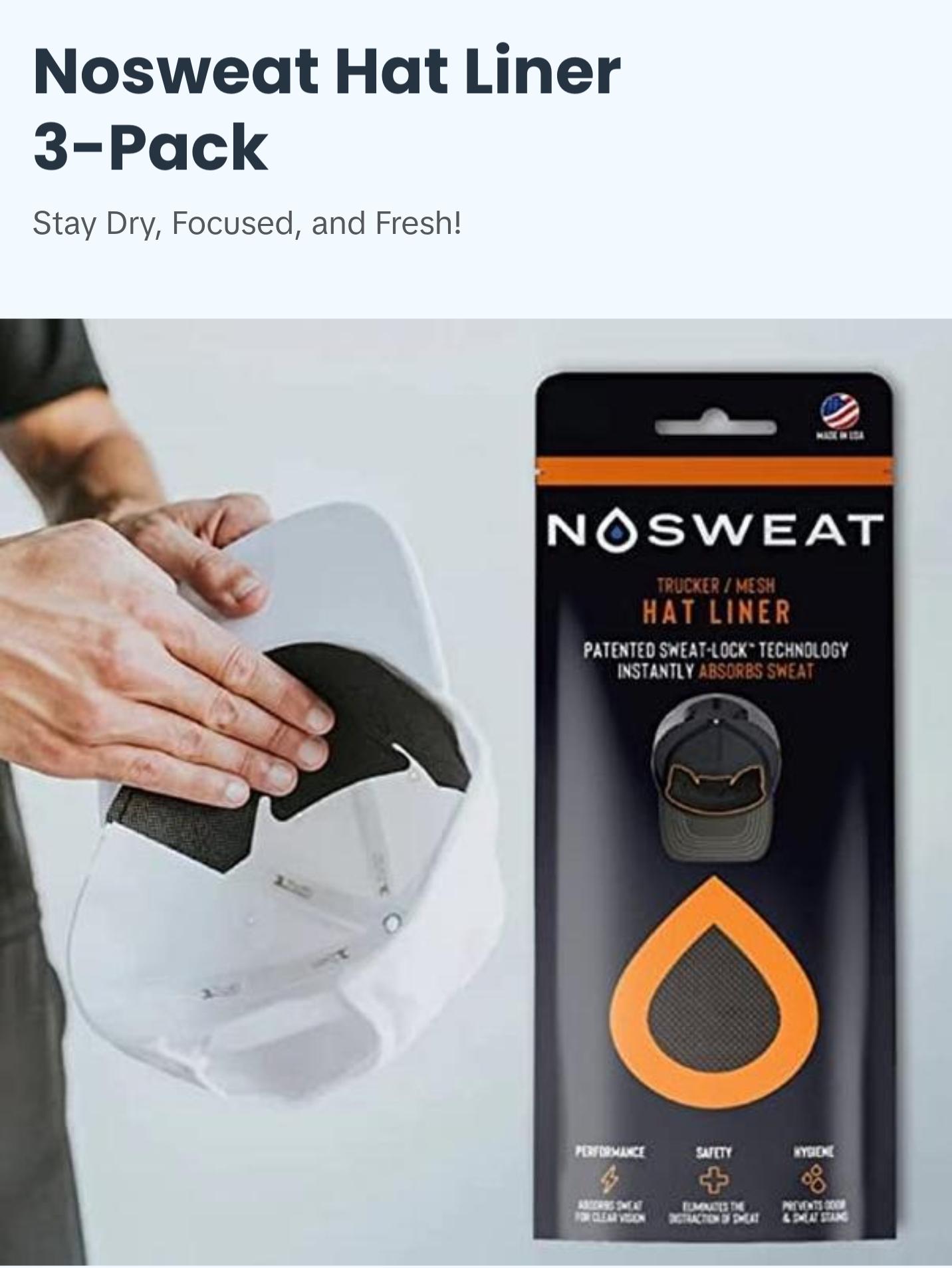 NoSweat Mesh Hat Liner 3-Pack - Patented Sweat-Lock Technology