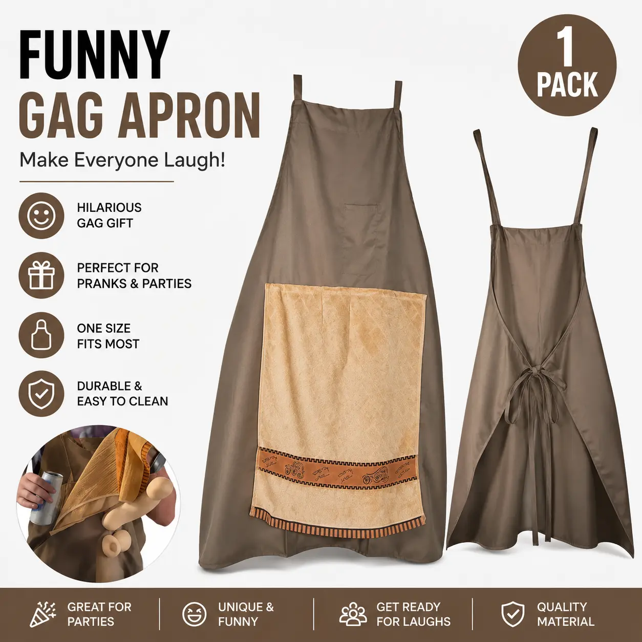 Funny Dad Apron - 1pcs Playful Pranks Gag Apron, All Seasons Leisure Gear for Cooking, BBQ (Sports & Outdoor, Indoor Recreation Use by Men)