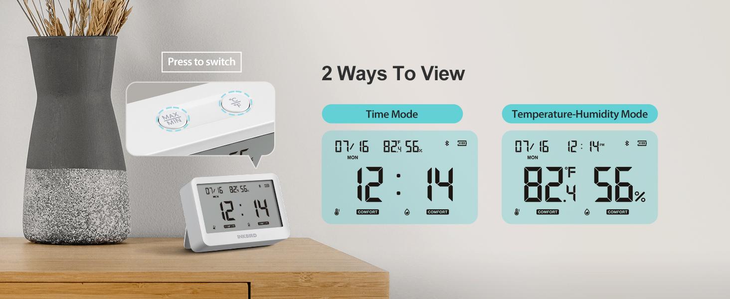 INKBIRD Bluetooth Thermo-Hygrometer: 6-in-1 Indoor Monitor with APP control, custom comfort, 2-year data export. For home, wine cellar, greenhouse. Wifi Wireless Thermometer Lcd Thermometer INKBIRD Bluetooth Thermo-Hygrometer: 6-in-1 Indoor Monitor with APP control, custom comfort, 2-year data export. For home, wine cellar, greenhouse. Wifi Wireless Thermometer Lcd Thermometer