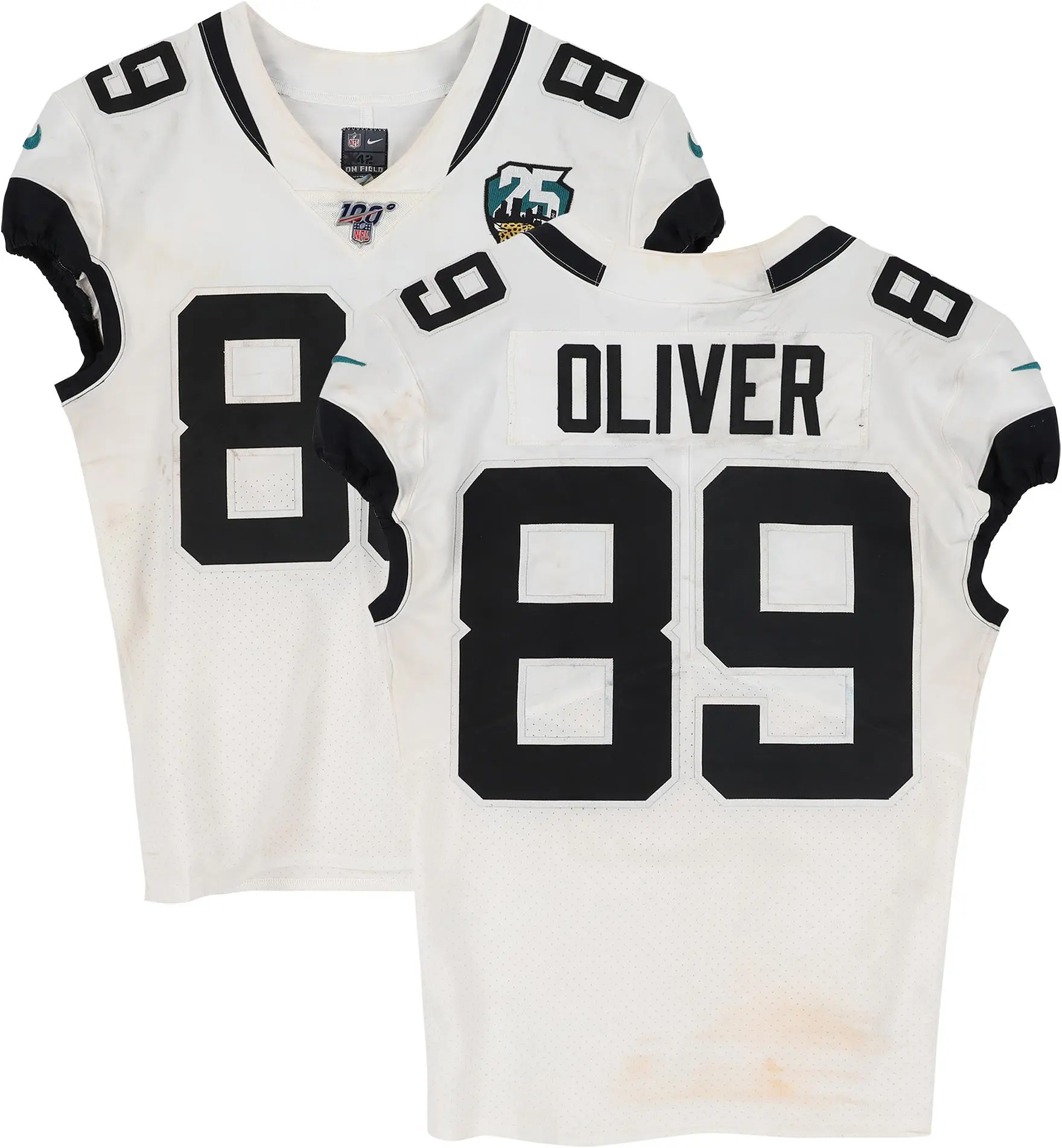Brandon Linder Jacksonville Jaguars Game-Used #65 White Jersey vs. Indianapolis Colts on November 17, 2019 - Fanatics Authentic Certified