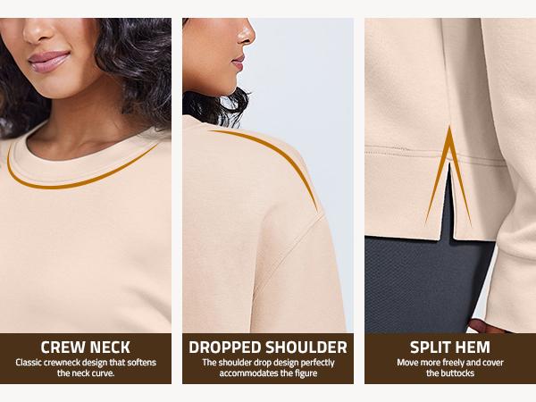 PINSPARK Soft Crewneck Sweatshirt for Women Long Sleeve Lightweight Pullover Yoga Casual Sweatshirts Fall Fashion 2025