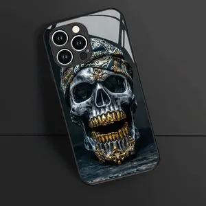 Phone case: Fashion Pirate Skull Tempered Glass Phone Case, Suitable for iPhone 17 16 15 14 13 12 11 PRO MAX PLUS, AIR- Scratch-resistant and Dust-proof Phone Case, Perfect Gift for Friends and Family