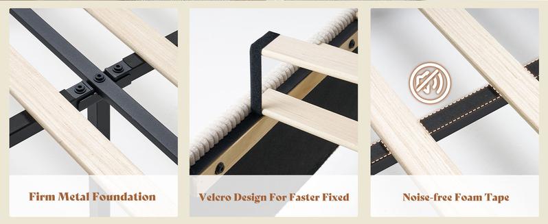 【Ships in 2 Boxes】AMERLIFE Modern Bed Frame with Fireplace, Wingback Platform Bed with 60.4“ Extra Tall Headboard, Corduroy Upholstered Bed Wooden Slats/No Box Spring Needed