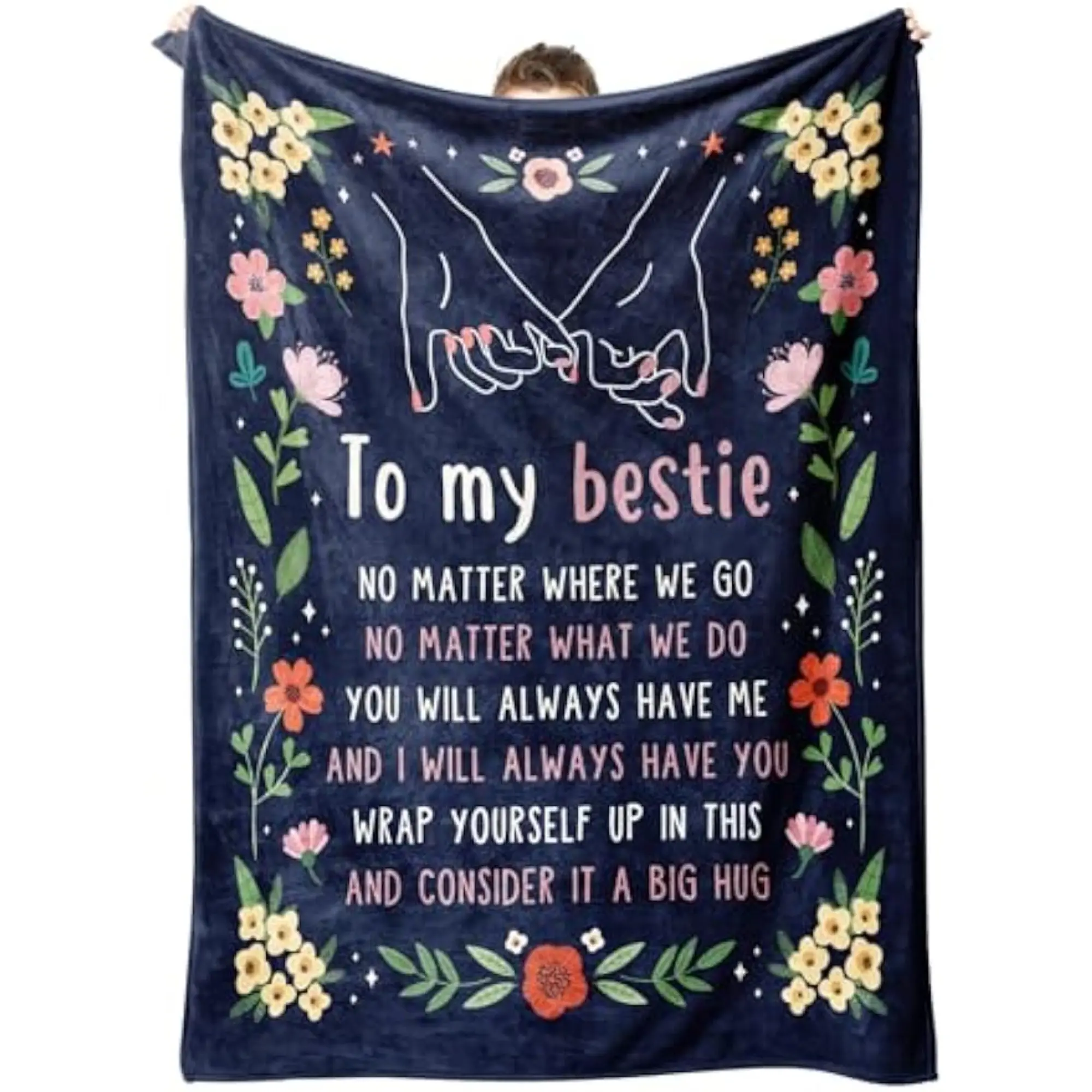 Classic Super Soft Letter Print Best Friend Throw Blanket - Women's Friendship Gift for Christmas, Birthday