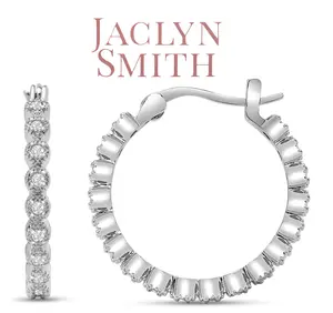 JS - Exclusive 1/4 Carat Sparkling Moissanite Hoop Earrings, 3/4 Inch