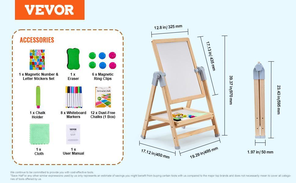 VEVOR 2-in-1 Kids Art Easel Double-Sided Wooden Magnetic Whiteboard Chalkboard, Christmas gift VEVOR 2-in-1 Kids Art Easel Double-Sided Wooden Magnetic Whiteboard Chalkboard, Christmas gift