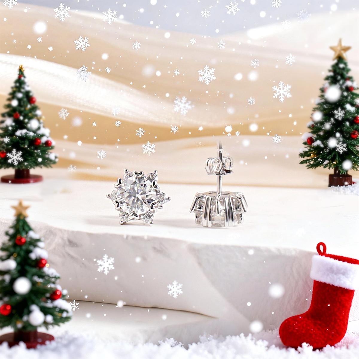 Moissanite 0.5-3ct Ice Crystal Snowflake Earrings, Earrings Accessories, Chic Fashion Jewelry, Fashion Pairings, Ideal Gift for Any Occasion, Birthday Christmas Family Gifts, Wedding Engagement Anniversary Party Gift