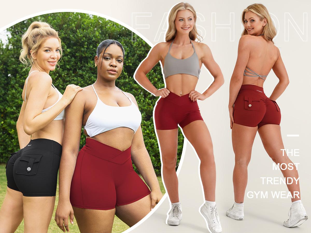 YEOREO CoreFlex Women High Waist Biker Shorts with Pockets Contour Seam Athletic Workout Shorts SpringStatements