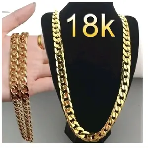 VENDO Collar de cadena cubana chapado en oro de 18 quilates para hombre - Estilo hip-hop de moda