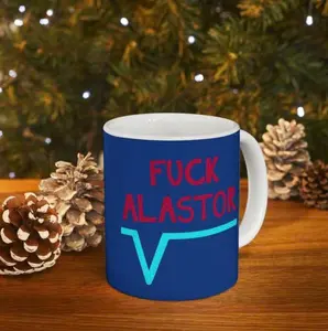 (Sale up to 55% + Freeship) Vox Hazbin Hotel Mug, Fuck Alastor, Funny Coffee Cup, Gift for Hazbin Hotel Fans, Ceramic Mug