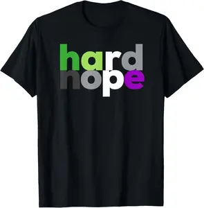 Hard Nope Funny Aroace Pride, LGBT ARO Ace Aromantic Asexual T-Shirt Pure Cotton Graphic Tees Menswear Top: Gifts for Men & Women