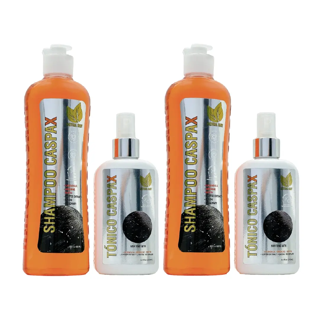 Natural Sant - 2x1 Caspax Bundle | 2x1 Shampoos and tonic for dandruff support 16 FlOz + 8.4 FlOz | Dandruff and scalp care