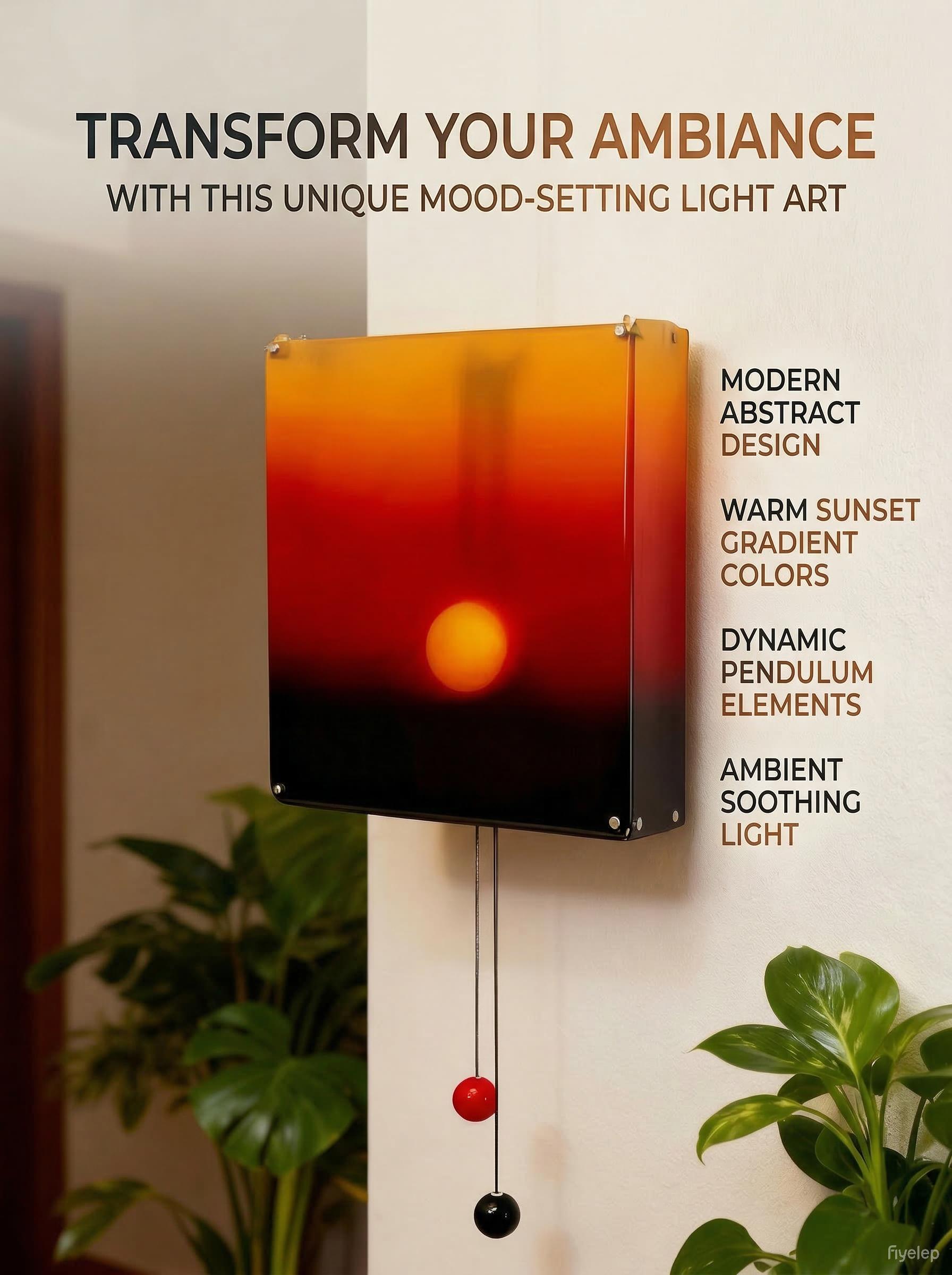 Creative Sunset Hand Pulled Night Light Adjustable Height & Brightness Sunrise to Sunset Scenery Wall Lamp Energy Efficient for Home Decor Decorative Lamp Electronic Lamp
