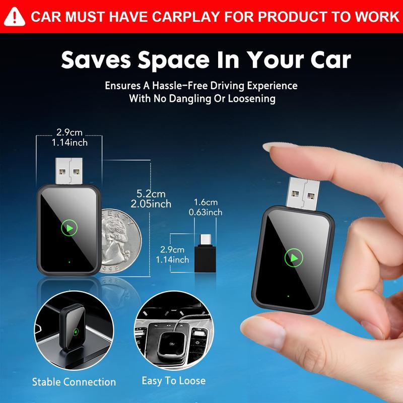 2026 2 in 1 Wireless CarPlay Adapter, for both Apple and Android,converts wired to wireless, suitable for factory wired CarPlay cars Portable Fast Charging Solution 2026 2 in 1 Wireless CarPlay Adapter, for both Apple and Android,converts wired to wireless, suitable for factory wired CarPlay cars Portable Fast Charging Solution